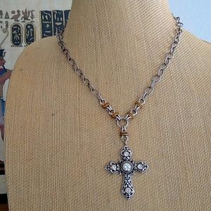 COPY - Sterling Silver and Gold  and diamond Cross